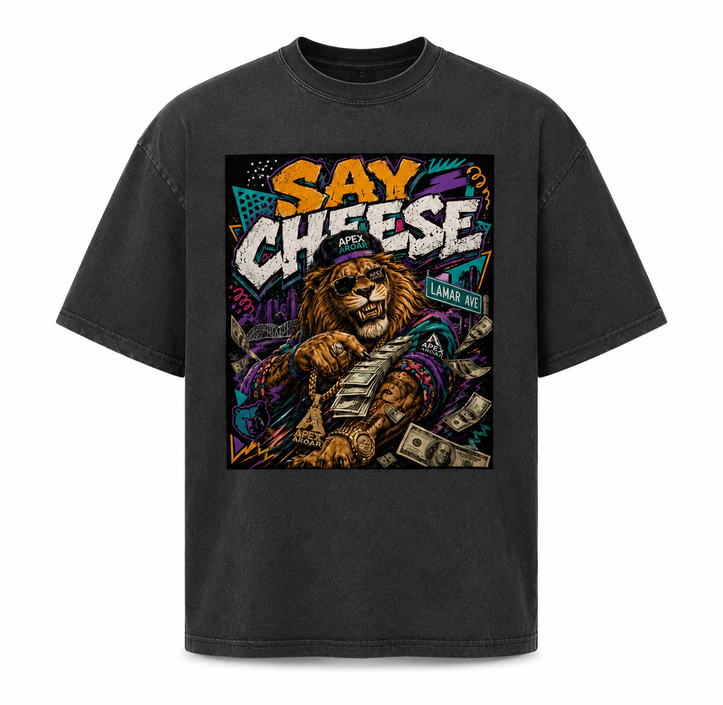 Say Cheese Oversized faded t-shirt